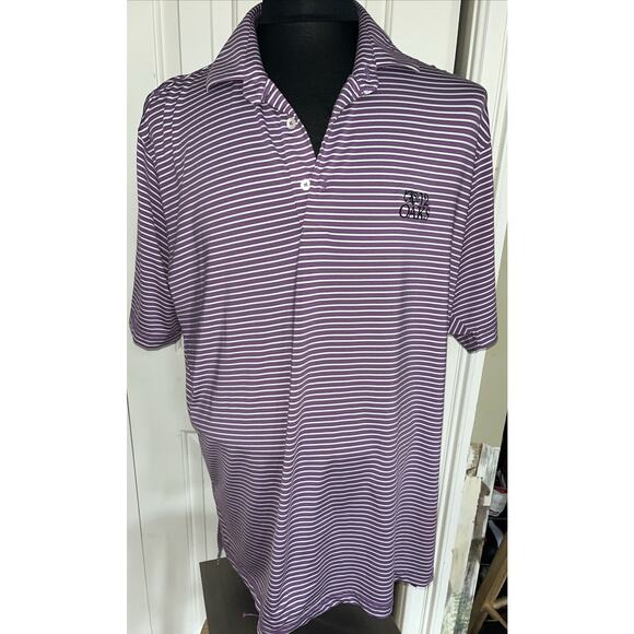 Turtleson Performance Golf Polo Men’s Large Lavender/ White‎ Stripe - Picture 1 of 8